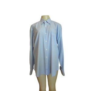 Men's Bugatchi Vomoc Blue/White Plaid Long Sleeve Button Down Shirt in Size L